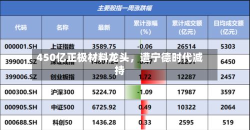 450亿正极材料龙头	，遭宁德时代减持-第1张图片